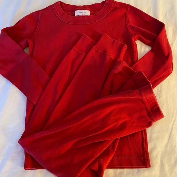Hanna Andersson Other - Hanna Andersson PJs Kids Sz 5 (110) Solid Red Organic Cotton Long Sleeve Holiday